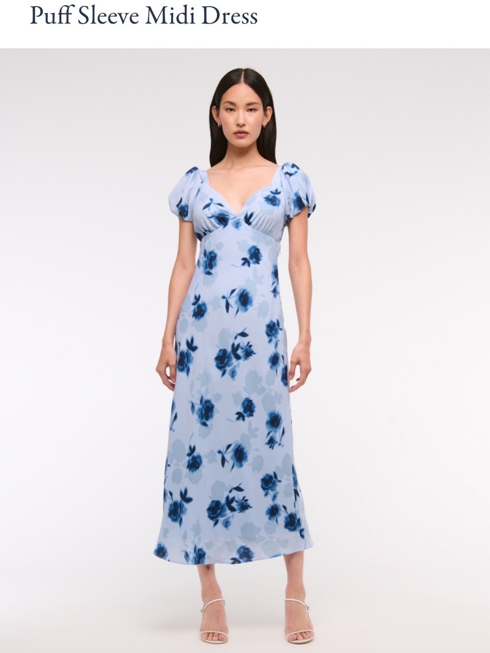 Abercrombie XS Lilac Blue Puff Sleeve Midi Dress - Picture 3 of 8